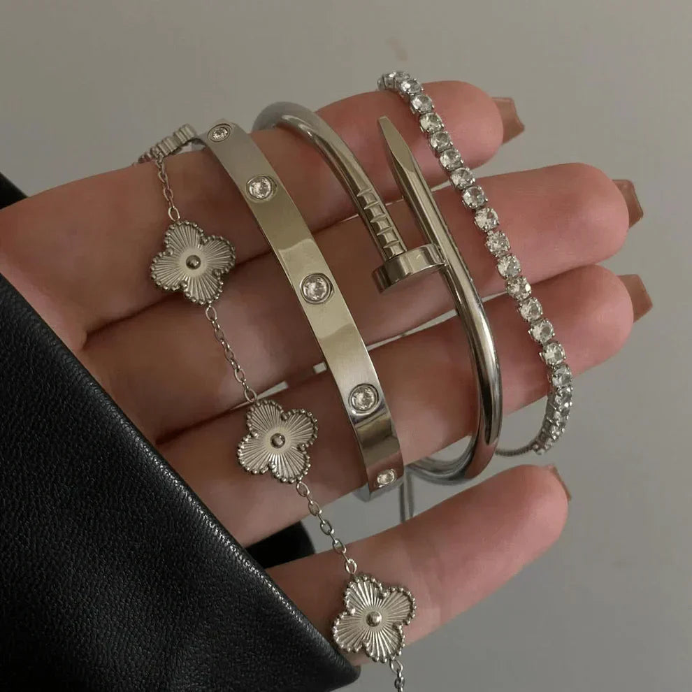 4-piece bracelet set "Silvio"